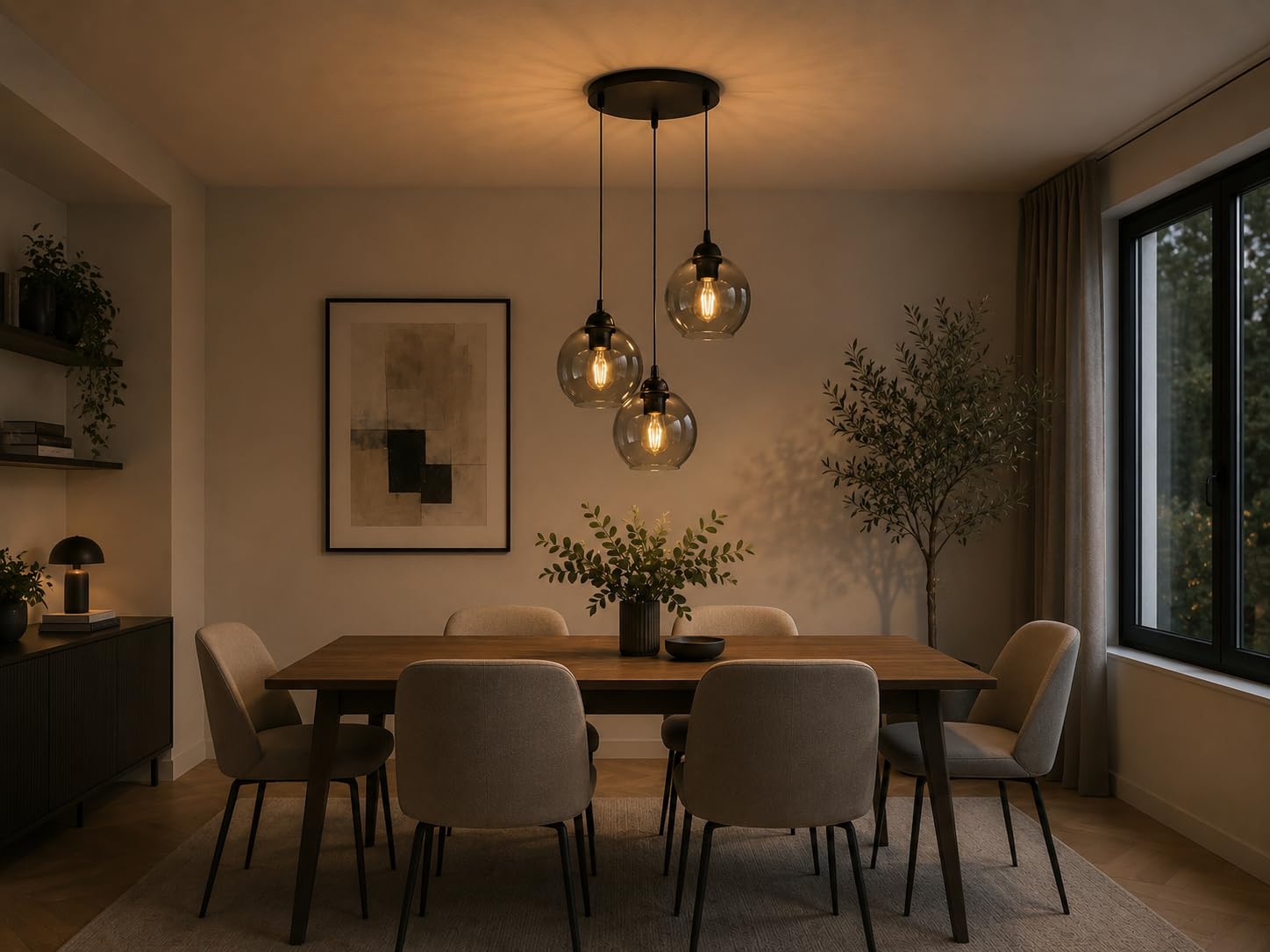 FKL DESIGN Home Deco Deckenlampe Pendellampe Hängelampe Wandlampe Tischlampe Leuchte Pendelleuchte Kugel Schwarz Lampe aus Serie N100 (ER3)