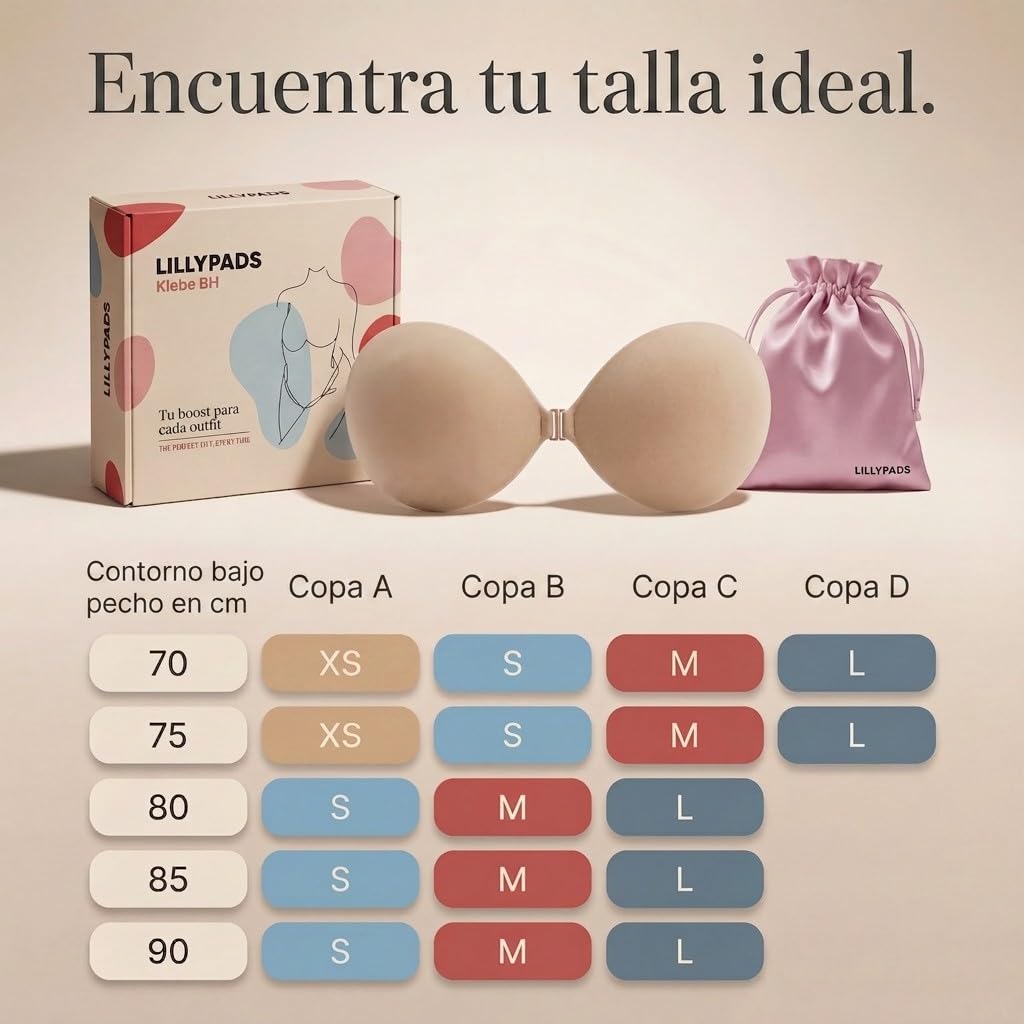 Sujetador Adhesivo Push Up – Sticky Bra Autoadhesivo con Cierre Metálico – Sujetador Sin Tirantes para Espalda Descubierta – Reutilizable