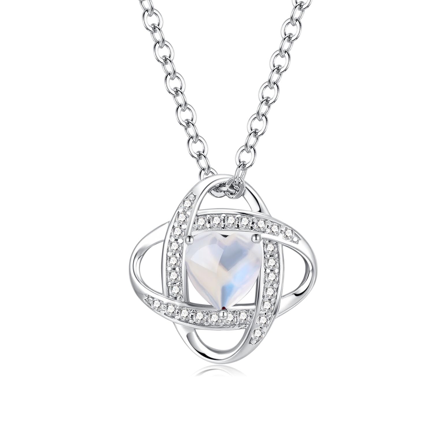 FANCIME Mondstein Halskette Damen Juni Geburtsstein Kette St