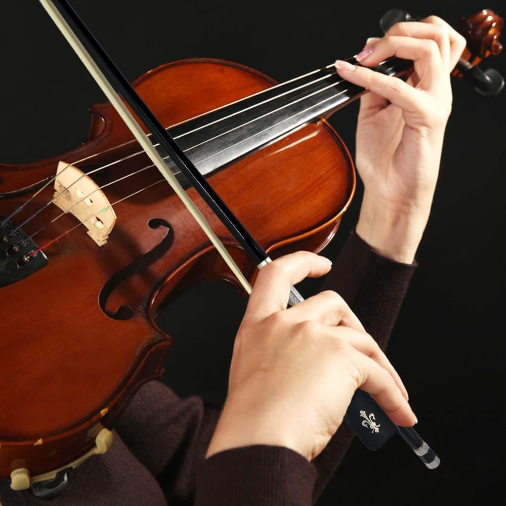 4/4 Viola bow Carbon Fiber Ebony Frog Natural bow hair Well Balanced Lightweight Strong Fleur de lis Inlay