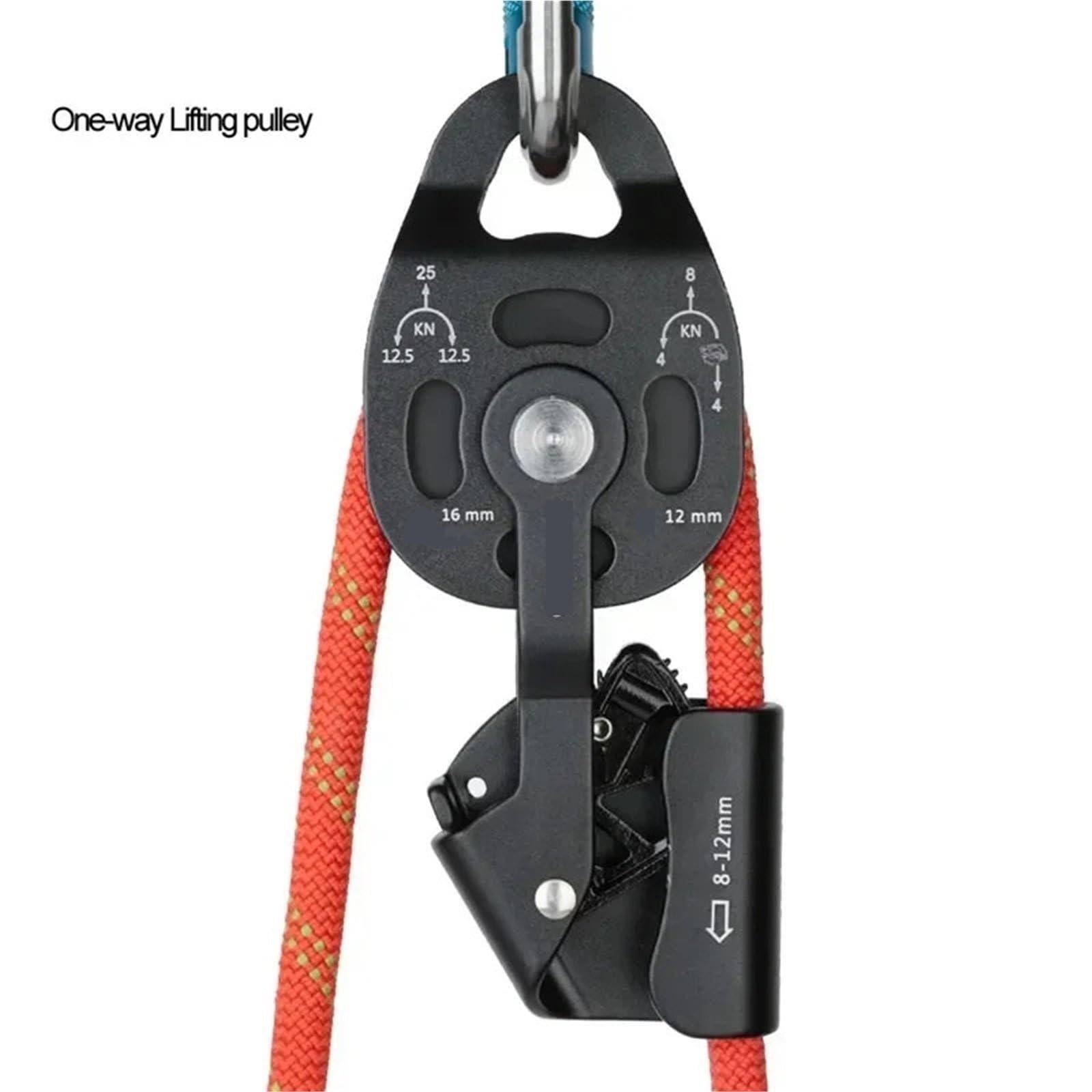 Bloque de Polea Doble Polea unidireccional para levantamiento de objetos pesados, dispositivo superligero, elevador, equipo de elevación por arrastre Polea(Black color)