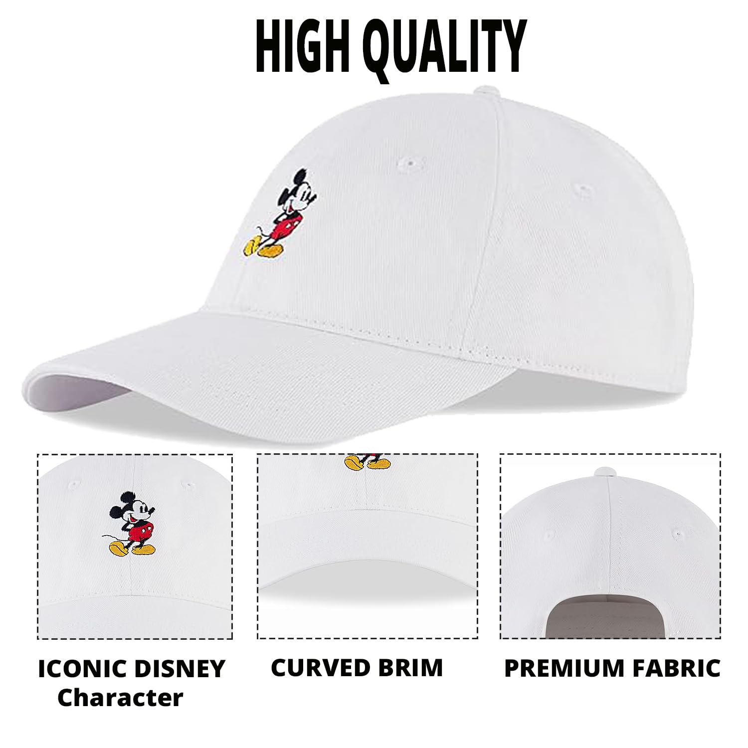 Disney Adult Baseball Cap, Mickey Mouse Adjustable Dad Hat Gorra de béisbol para Hombre