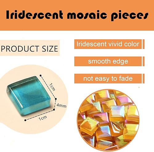 Miniatura 2 de 200 piezas de azulejos de mosaico para manualidades, mosaico de cristal iridiscente, azulejos cuadrados de Focal20 para adultos, marcos de fotos,