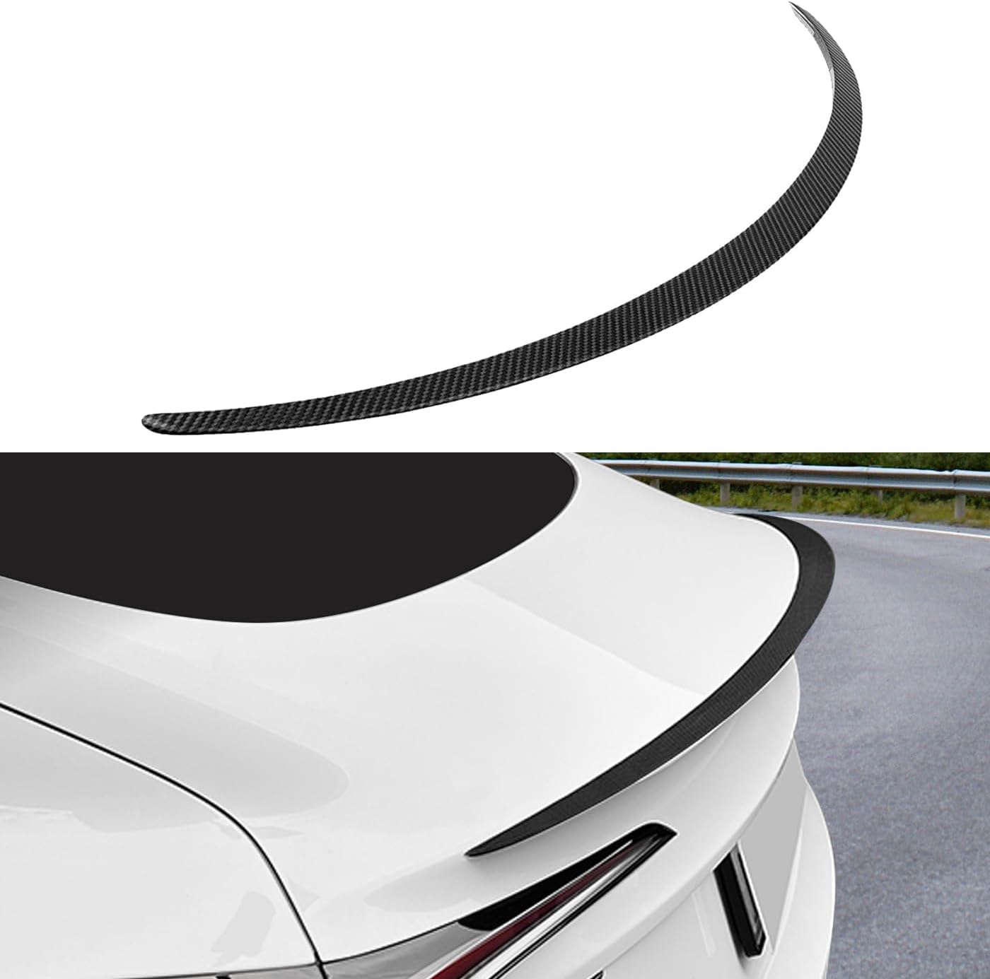 Real Carbon Fiber Spoiler Compatible with Tesla Model 3 2024-2025 New Model 3 Highland Trunk Lid Spoiler Sport Model 3 Rear Spoiler Exterior Accessories-Matte Carbon Fiber