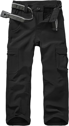 Pantalones de esquí de nieve para niños y niñas, para senderismo, al aire libre, impermeables, resistentes al viento, forro polar, cálidos, softshell