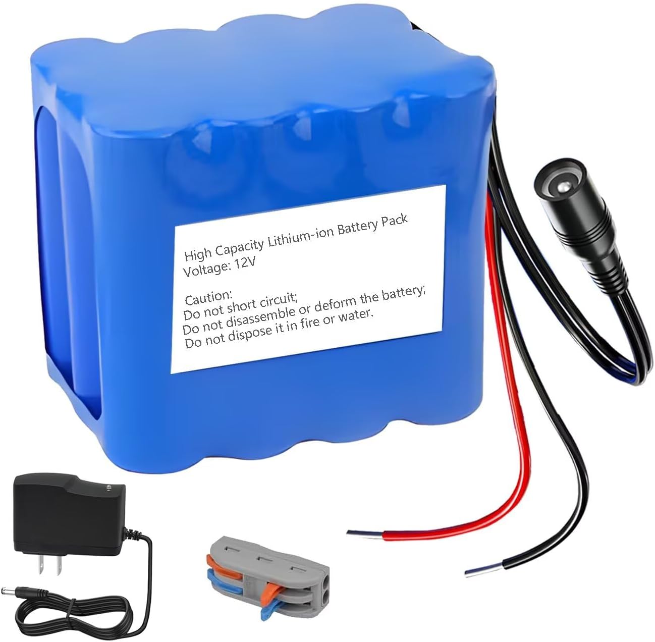 12V 12000mah Li-ion Battery Pack, 12 Volt DC Rechargeable Lithium Replacement Batteries with Charger for Portable Speaker, LED Light Strip, CCTV Camera, RC Car Boat DIY,etc.