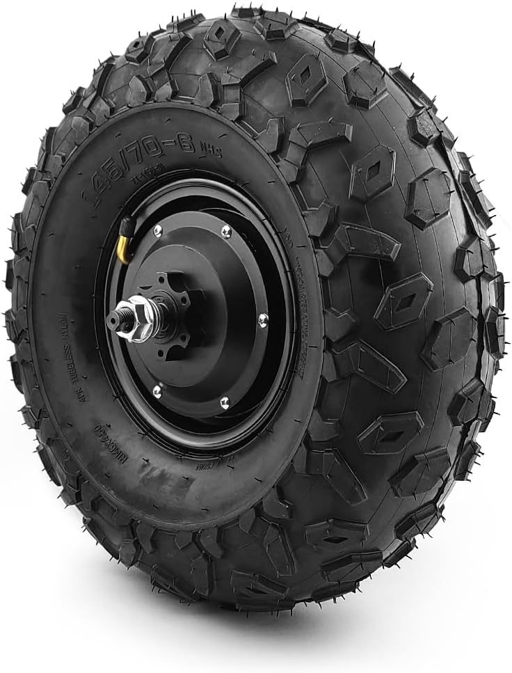 L-faster 500W All Terrain Wheelbarrow Wheel with 145/70-6 Fat Off Road Rough Tyre 14.5" Trolley Gear Motor (48V 500W)