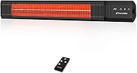ThermoMate 1500W Infrared Patio Heater Outdoor Electric IP65 Waterproof Remote 9 Levels 24H Timer Black