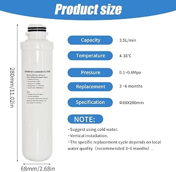 Boiling Water Tap Replacement Carbon Filter, Replacement Filter Scale Inhibition Carbon Filter for Instant Boiling Hot Water Tap Filter, Universal Integrated Tap Filter Cartridge for Home, Hotel