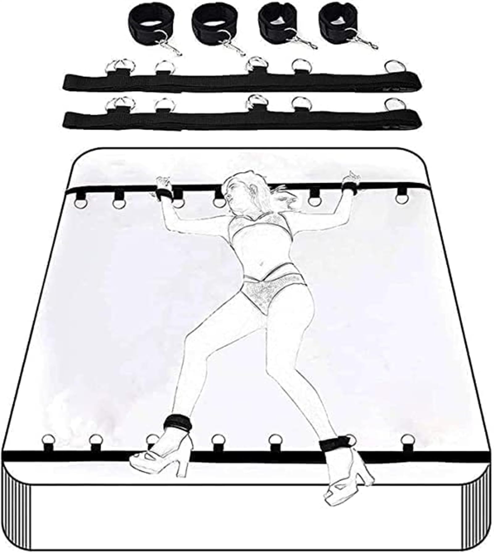 Cintura per Lo Yoga e Il Fitness Quotidiano a casa, Accessorio Regolabile a più Anelli per Letto Matrimoniale