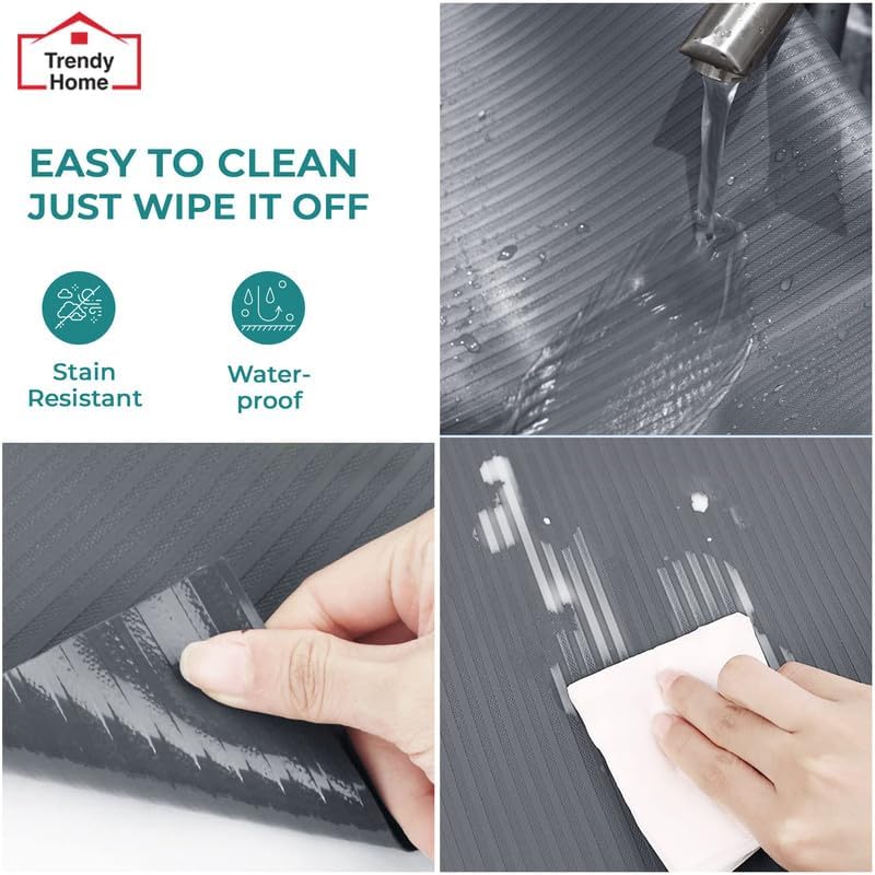 Condition photo showing New/Like New for Trendy Home Shelf Liner, Non-Slip Cabinet Liner, Washable Oil-Proof for Kitchen Cabinet, Shelves, Refrigerator, Storage, Desks, 12 Inches x 240 FT, Non Adhesive Drawers (Grey) 12"W x 240"L Gray