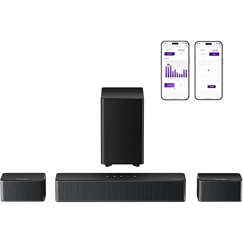 ULTIMEA 5.1 Sound Bar, 410W Dolby Atmos Surround Sound System for TV, 3D Sound Bars for Smart TV w/Subwoofer, Adjustable Surround & Bass, Home Audio w/APP Control, Poseidon D60(New 2025 Version)