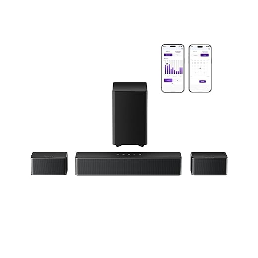 ULTIMEA 5.1 Barra de Sonido Dolby Atmos, Sistema de Sonido Envolvente 3D, Barra de Sonido para TV con Subwoofer, 2 Altavoces Traseros, Barra de Sonido Bluetooth 5.3 con Graves Ajustables, Poseidon D60
