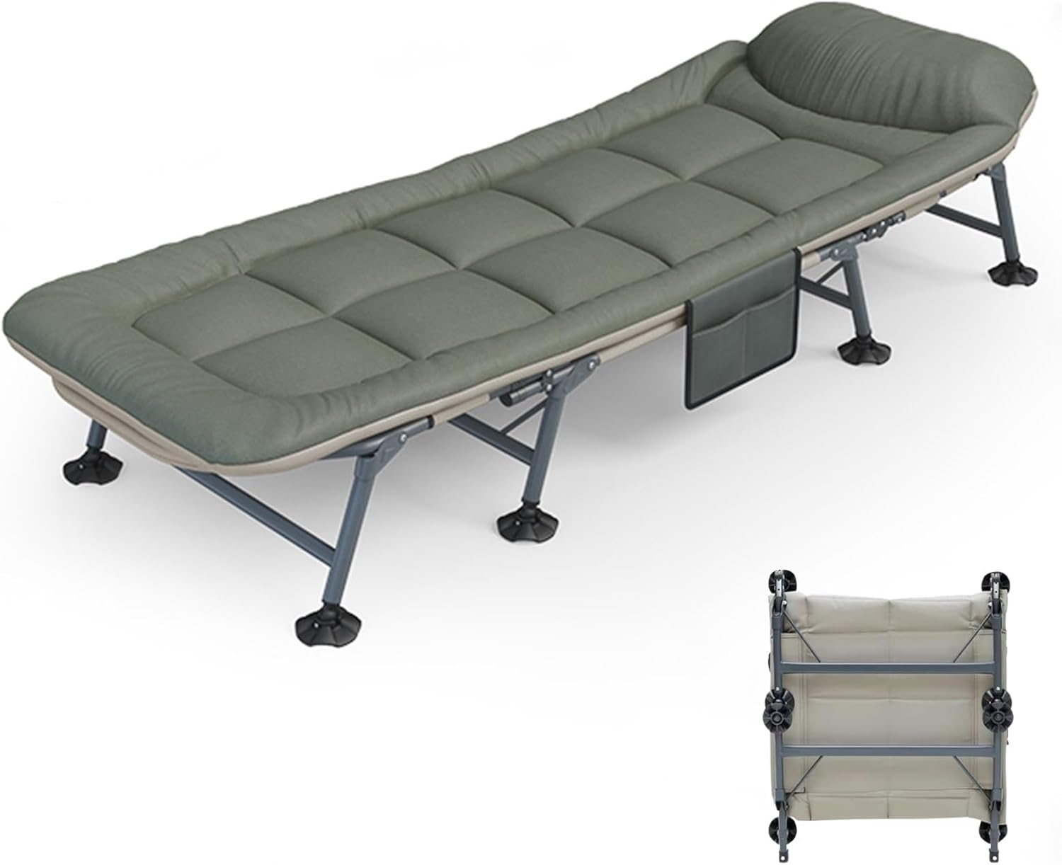 YVYKFZD Camping Cots for Adults, 6-Position Folding Camping Bed, Portable Single Sleeping Cots with Headrest Design, Supports 330 lbs, for Tent Outdoor Travel (Size : 180x65x42cm)