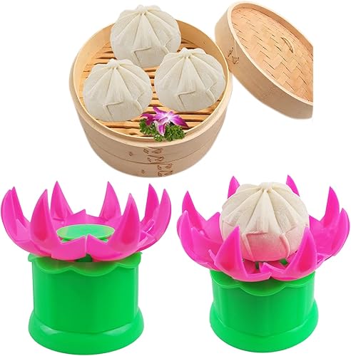 Miniatura 5 de Baozi - Molde chino grande de 2.75 pulgadas para hacer bollos rellenos al vapor, juego de herramientas para pasteles de pastelería en forma de flor,