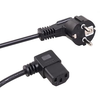 Maclean MCTV-802 Earthing Contact Angled to IEC Plug Left Angled Power Cable Black 1.5 m