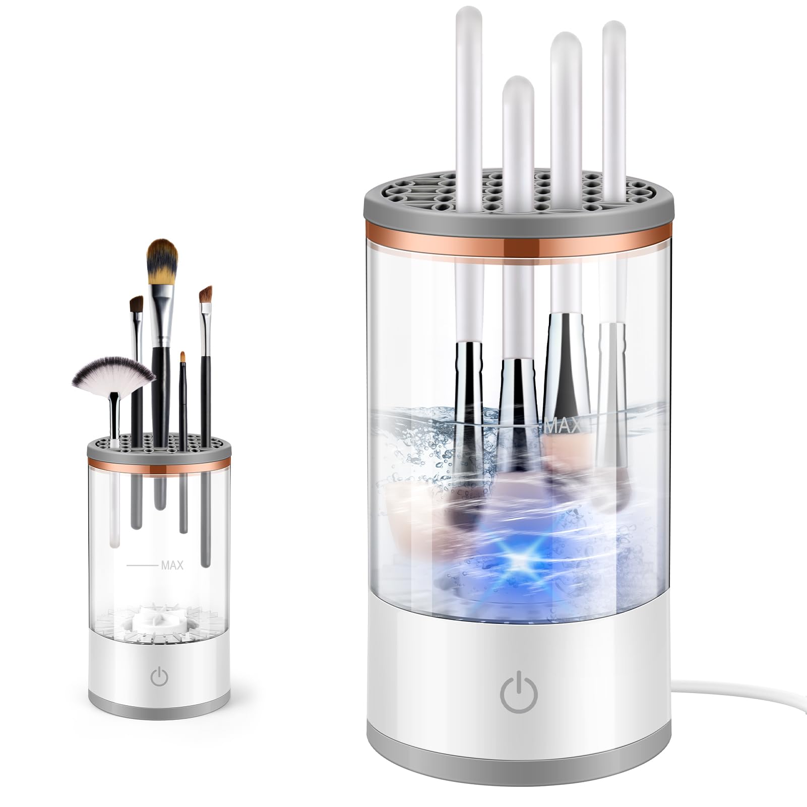 CAROOTU Limpiador de brochas de maquillaje eléctrico, mezclador de brochas, limpiador de brochas de maquillaje, giratorio automático, apto para brochas de maquillaje de todos los tamaños