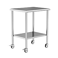 Vista 16 de Mesa de trabajo de acero inoxidable con ruedas, mesa de preparación de cocina NSF de 24 x 36 pulgadas con estante inferior ajustable