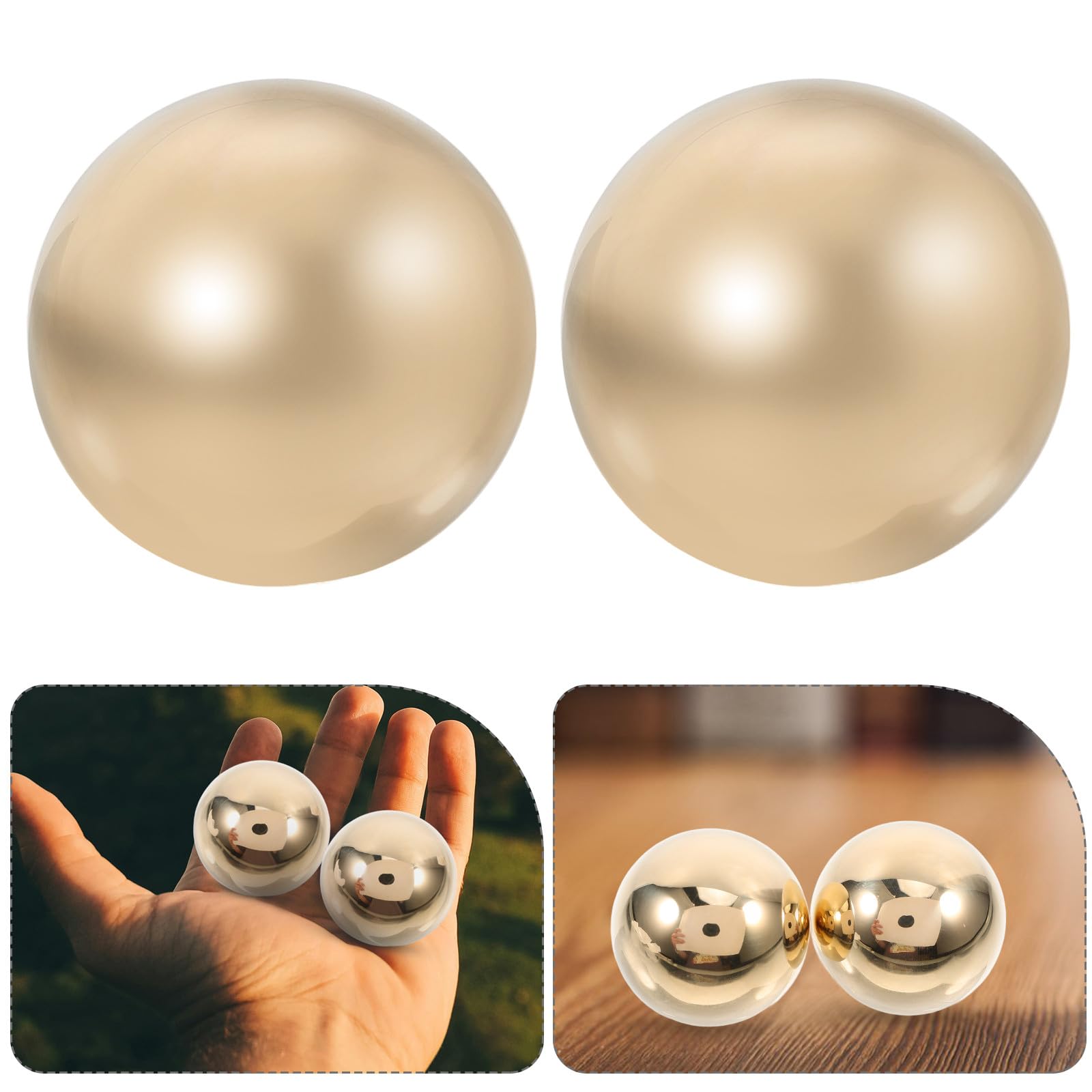 POPETPOP Fitnessball Messingkugel 1.5 Zoll Robustes Metall Tragbarer Handmassageball für Entspannung und Büroanwendung