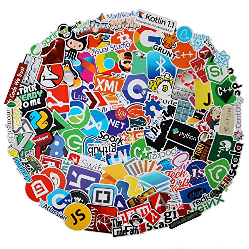 108 Pcs Hackers IT Logo Waterproof Stickers - Programming Language Series Stickers