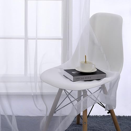 Miniatura 5 de Ruthy's Textile 2 paneles de cortinas traslúcidas para ventana con ojales de 54 x 63 pulgadas, total 108 x 63 pulgadas de largo para cocina,