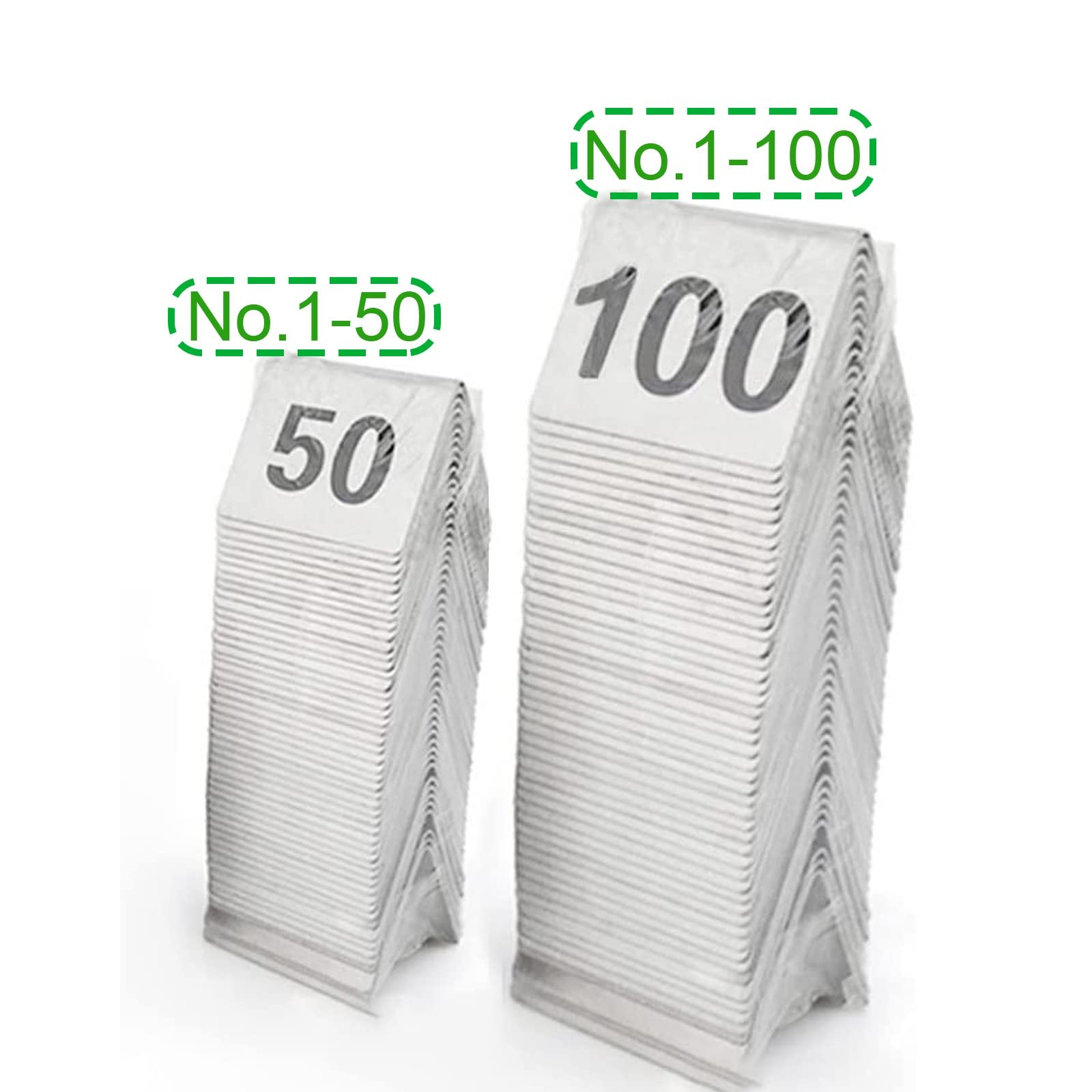 Tarjetas numéricas Etiquetas numéricas de metal Números de mesa Ciclo usado, Números negros de doble cara, Número 1-100 1-50, Perfecto para restaurantes, establecimientos y eventos especiales (1 a 1