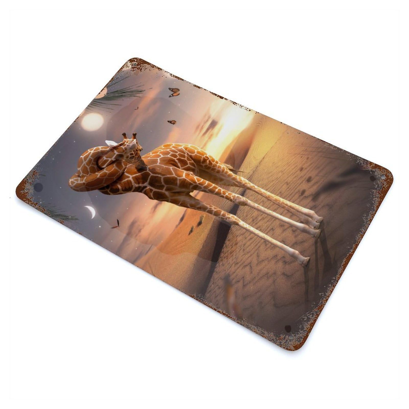 Twisted Giraffe Aged Metal Wall Plaque 11.8"x7.9", for Shed, Workshop And Garage Wall Decor, Old School Wall Decor