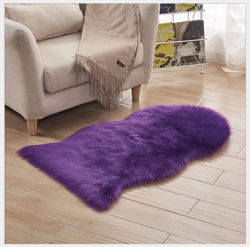 Qikegooods Purple Sofa Rug Floor Fuax Fur Soft Fluffy Faux Sheepskin Shaggy Carpet Mats For Living Room Bedroom Sofa Chair