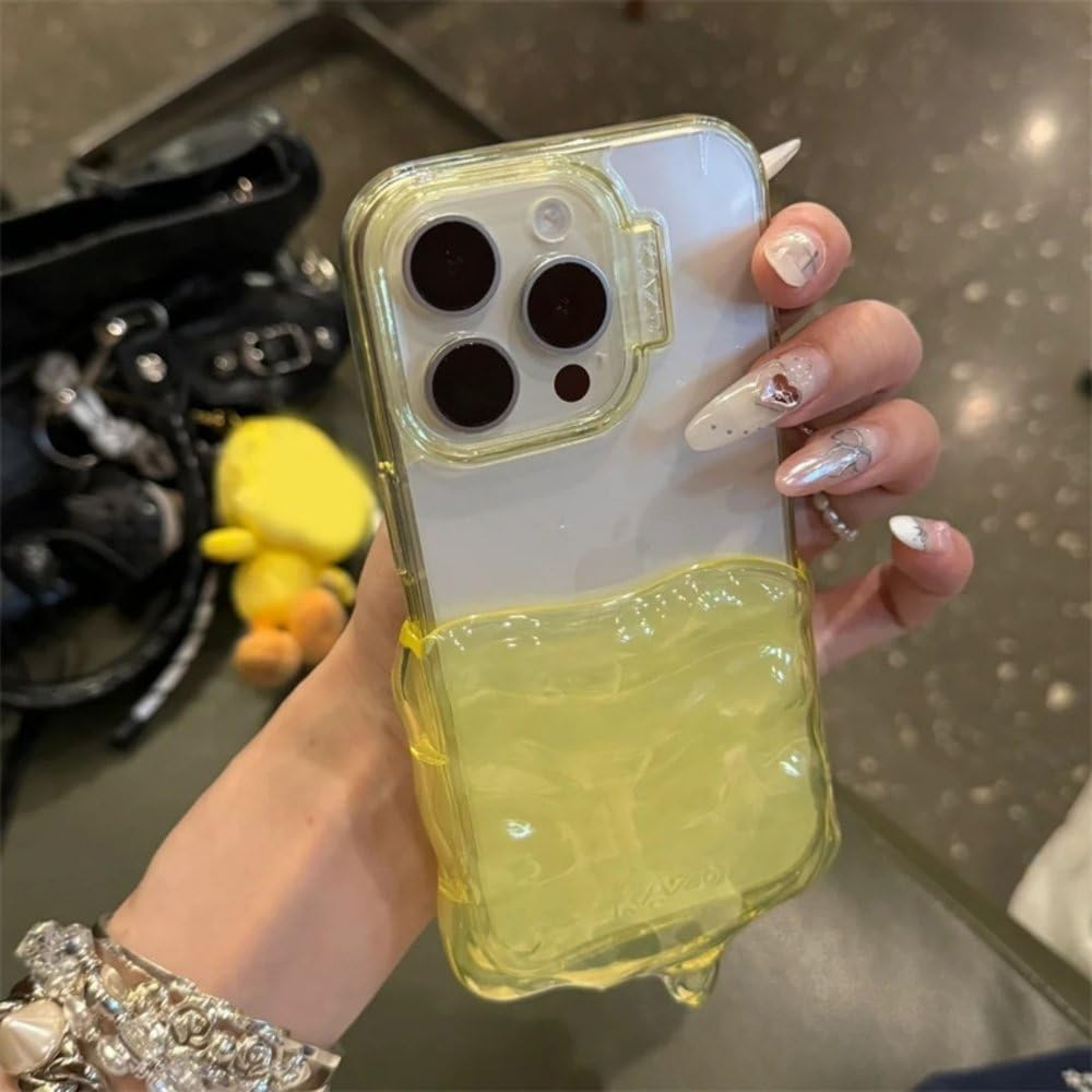 Coque antichoc iPhone 15 Pro Max silicone souple jaune et transparente