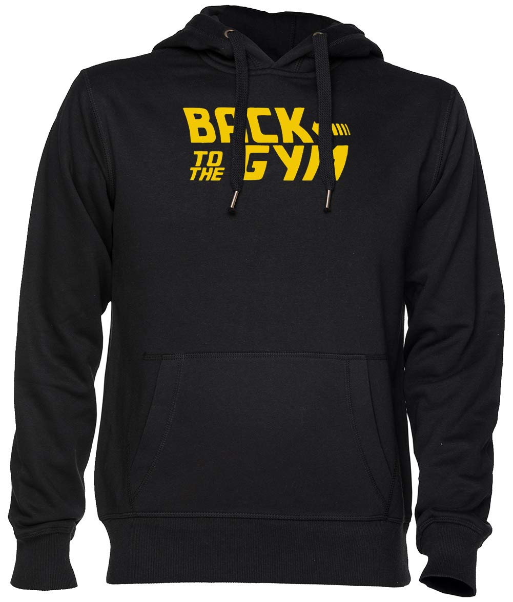 Back To The Gym Nero Felpa con Cappuccio Maglione Unisex Uomo Donna Dimensioni M Black Unisex Hoodie Size M