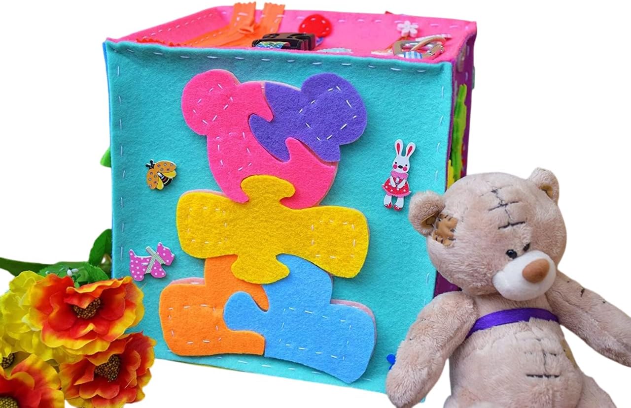 XXXL Quiet Cube Montessory Toy Busy Book Felt Board Kids Activity Educational Travel Tactile Learning Game Toys Sensory Baby Development