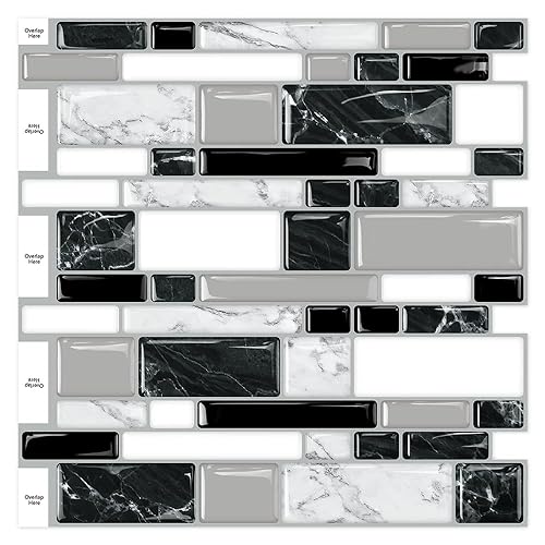 10-Sheet Peel and Stick Backsplash Tiles 12"x12" Self-Adhesive Tile Sticker