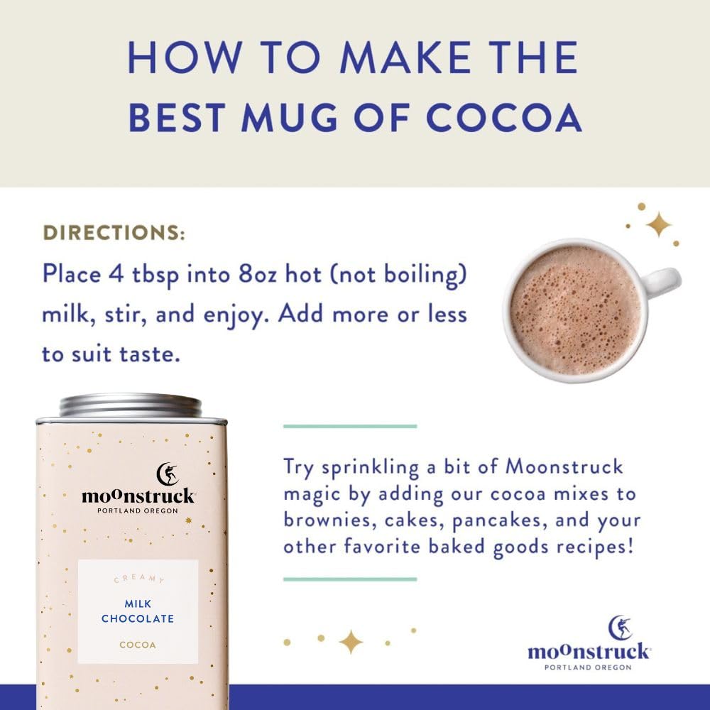 Moonstruck Chocolate Creamy Milk Chocolate Hot Cocoa Mix, 9.5oz (Pack of 1) - Image 4
