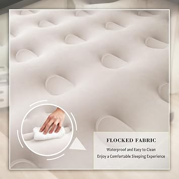 King Size Air Mattress Inflatable Bed with Pump and Headboard, Blow Up Mattress