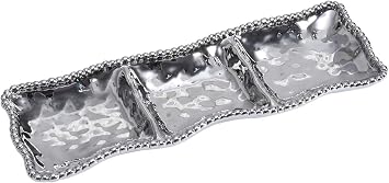 Pampa Bay 3 Section Porcelain Serving Piece Silver