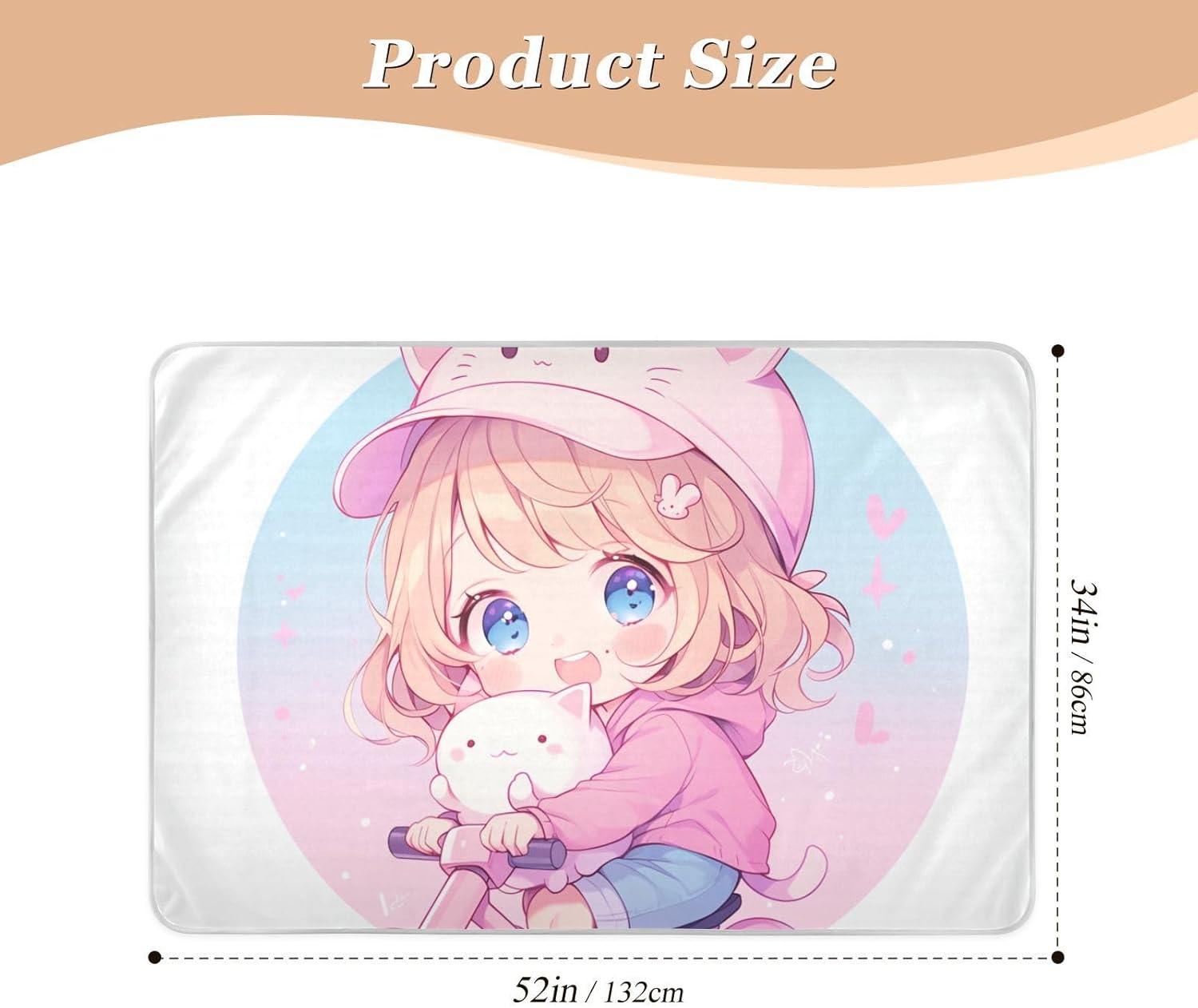 Cute Cartoon Girl Extra Large Resuable Toddler Mattress Pads Soft Absorbent Sheet Cover Underpads Changing Diaper Pads for Infant Baby , 52" L x 34" W