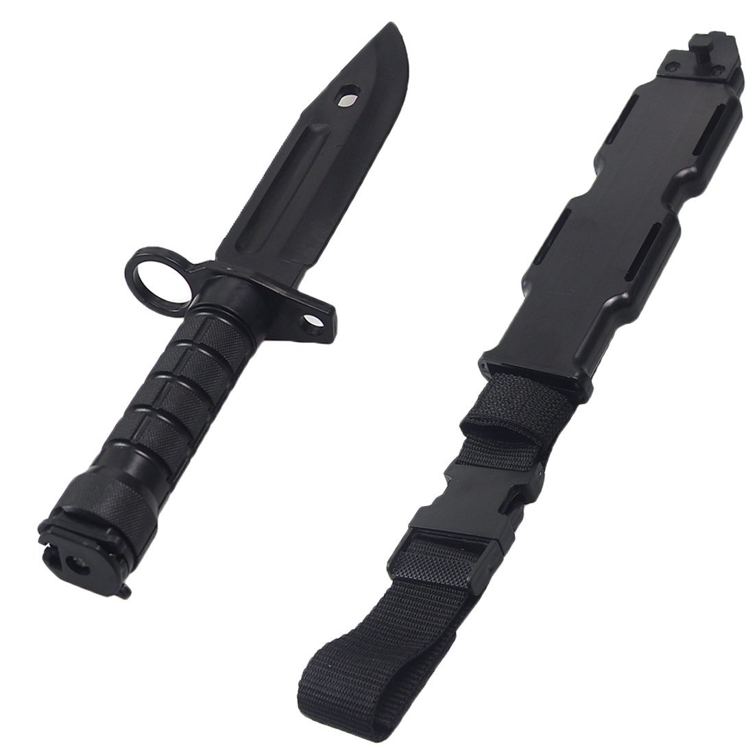 Tactical Rubber Trainer Knife Combat Bayonet with Scabbard/Sheath (Black1)