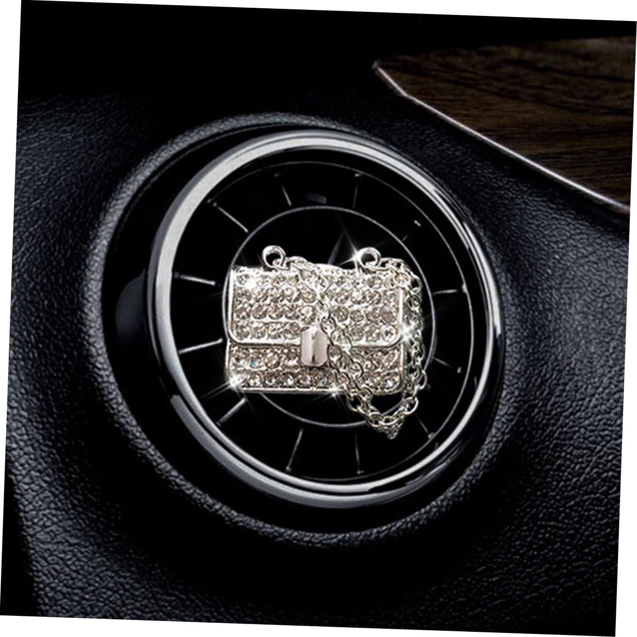 2pcs Silver Metal Rhinestone Car Vent Air Freshener Clips image 4
