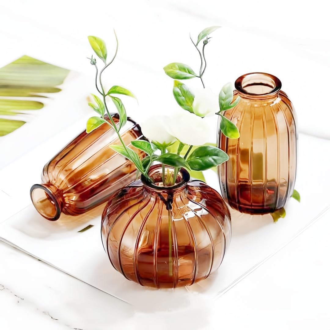 MEETOZ Glass Bud Vase Set of 3- Small Vases for Flowers Home Table Flower Decor, for Office or Wedding Events - Image 4