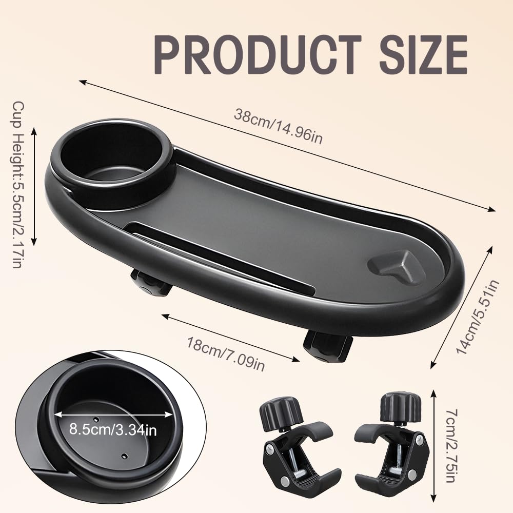 Bandeja Para Cochecito, 3 en 1 Bandeja para Refrigerios para Cochecitos con Clip Ajustable, Bandeja de Aperitivos para Cochecito, Portavasos para Cochecito, Accesorio Universal para Cochecitos