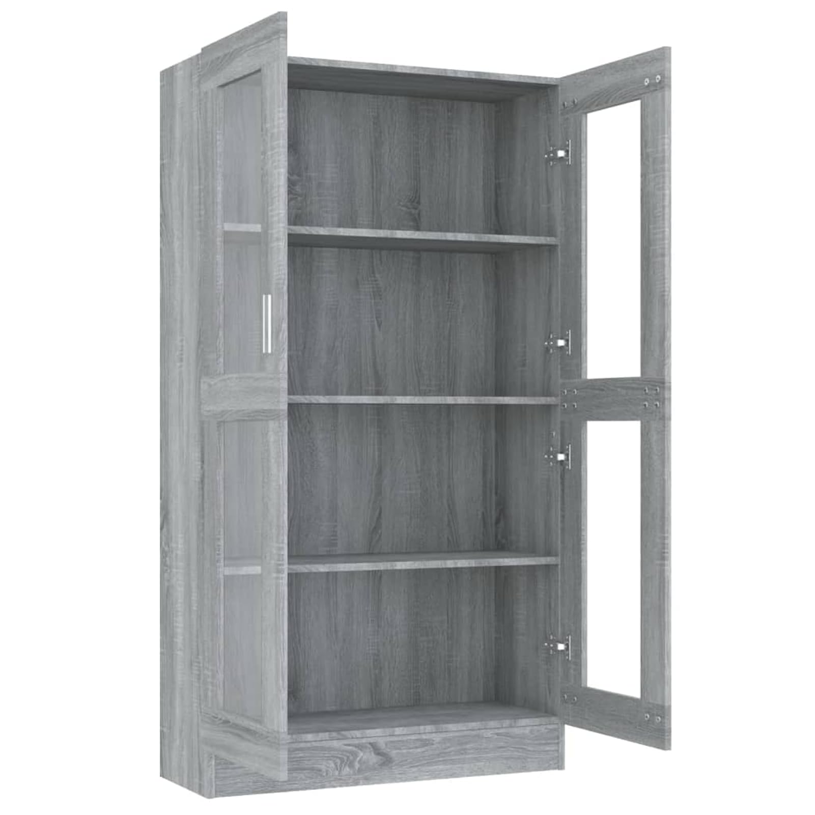 Gecheer Mobile Vetrina, Grigio Sonoma 82,5x30,5x150 cm, Legno Multistrato, for Soggiorno