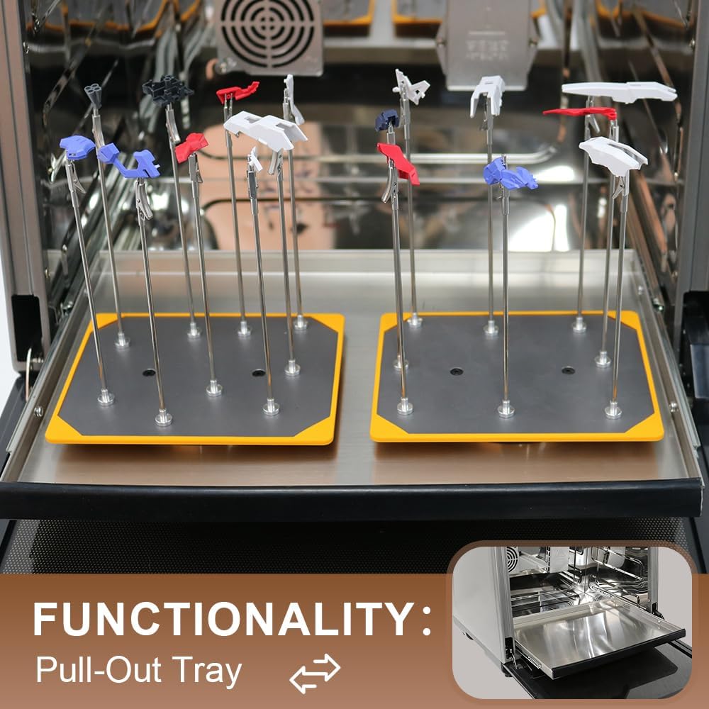Portable Model Painting Booth with Hot Air Dryer - LED Light, Timer, Temp Control, Dual Exhaust Fans & Storage Tray for Crafts, Mini Collectibles