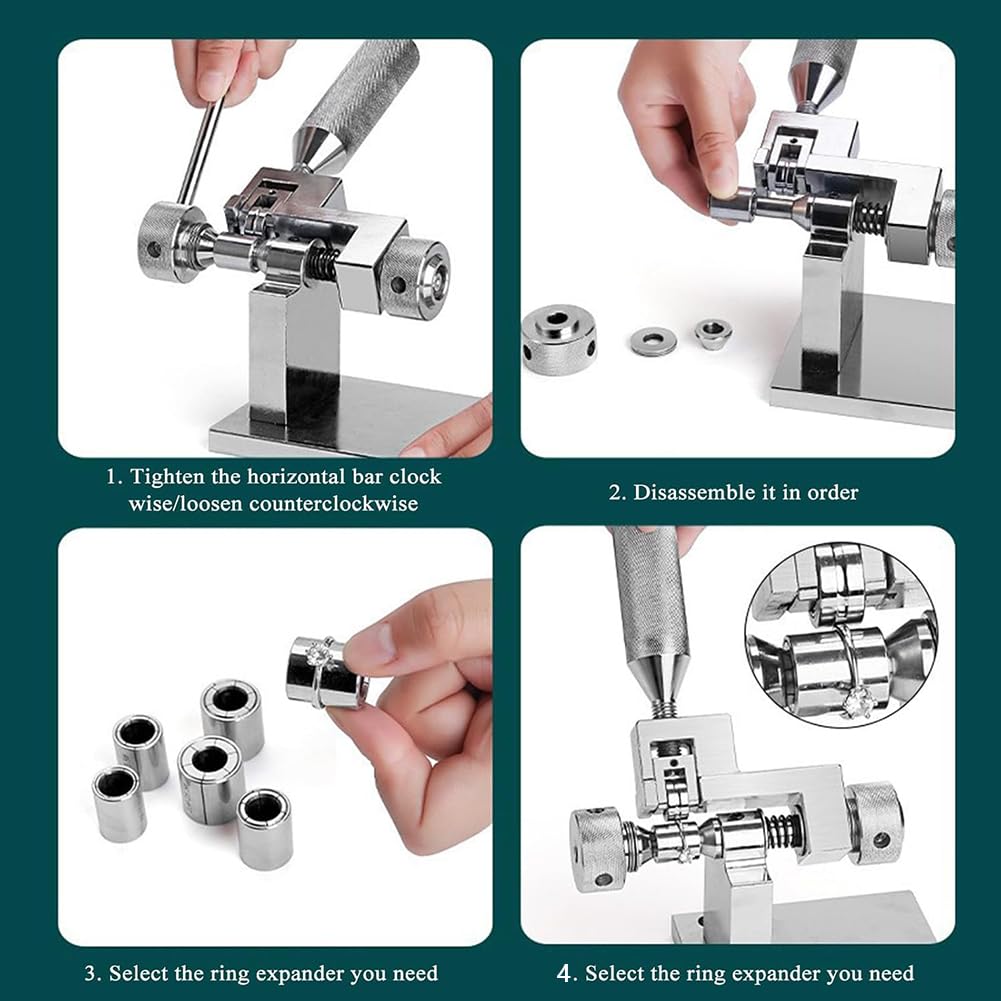 Professionelle Ringstrecke, Hochzeitsring-Vergrößerungsreduzierer, Tragbare Verschleiß-Resistente Hochgenauigkeitsringgröße, Schmuckring-Verarbeitungswerkzeug Mit 6-Pcs-Walzen