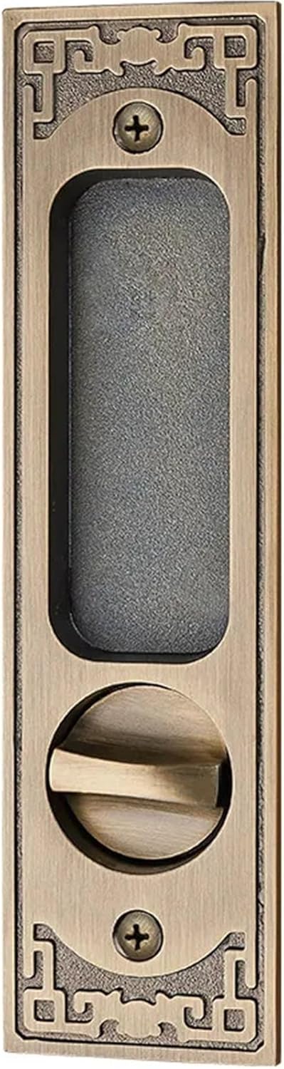 Sliding Door Lock Interior Hook Invisible Move Lockset +Keys 1Pcs(Satin Nickel)