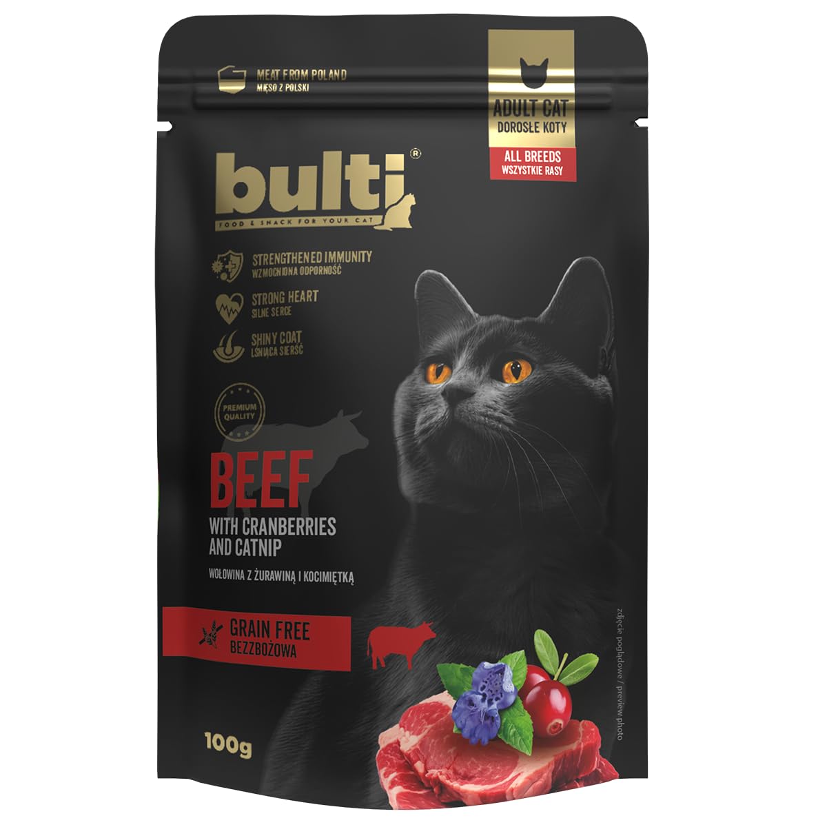 BULT Natürliches Nassfutter für Katzen,Katzefutter Mix Geschmack, 30x100 g | i Mix Geschmack, Pouches, getreidearme Rezeptur, hoher Fleischanteil, 30 x 100 g
