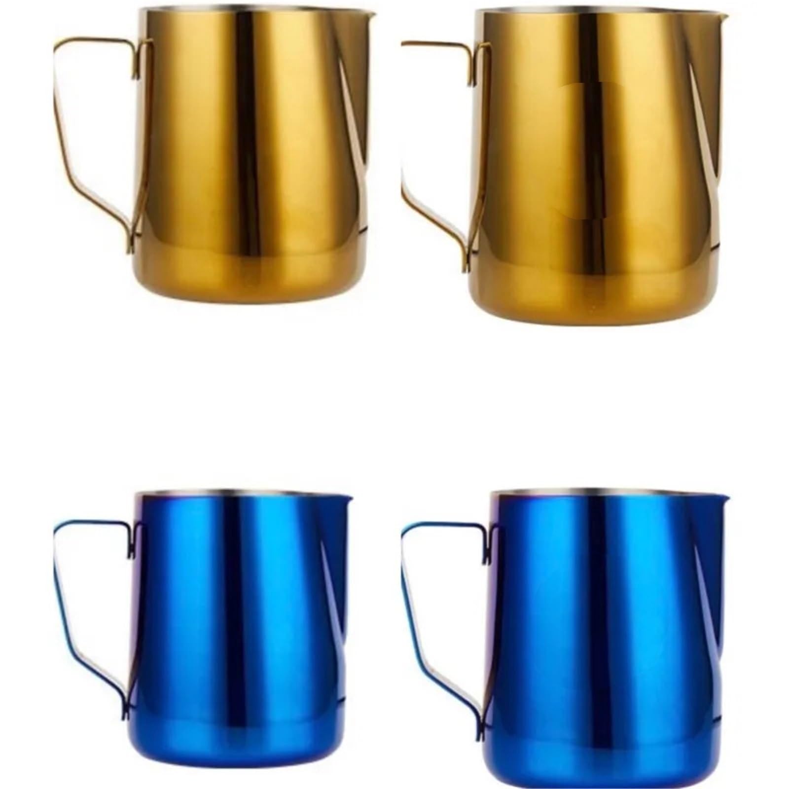 Genérico Jarra espumadora de leche de acero inoxidable 304 con pico cónico | Con escala, exterior espejo, interior cepillado y asa resistente al calor(600ML Blue)