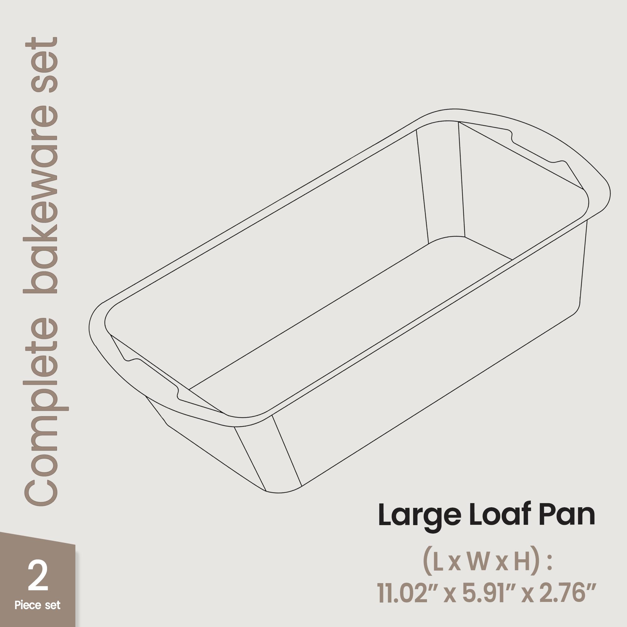 Juego de 2 moldes de pan antiadherentes de 25,9 cm y 27,9 cm, apto para horno hasta 232,2 °C, libre de PFOA, PFOS, PTFE, diseño apilable, resistente a las manchas, apto para lavavajillas, mármol gris