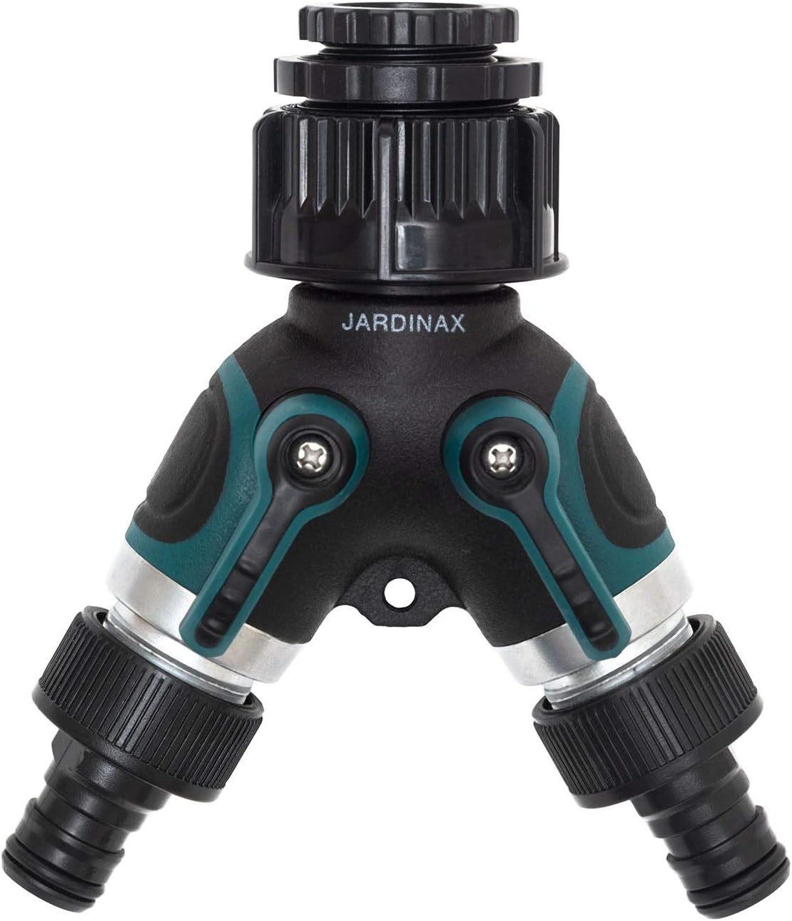 Jardinax Versatile Garden Tap Splitter, Fits Multiple Tap Sizes - Double Male Hose Connector, Adjustable Water Flow, Easy-Install, Durable & Leak-Proof, Compatible with Hozelock Attachments