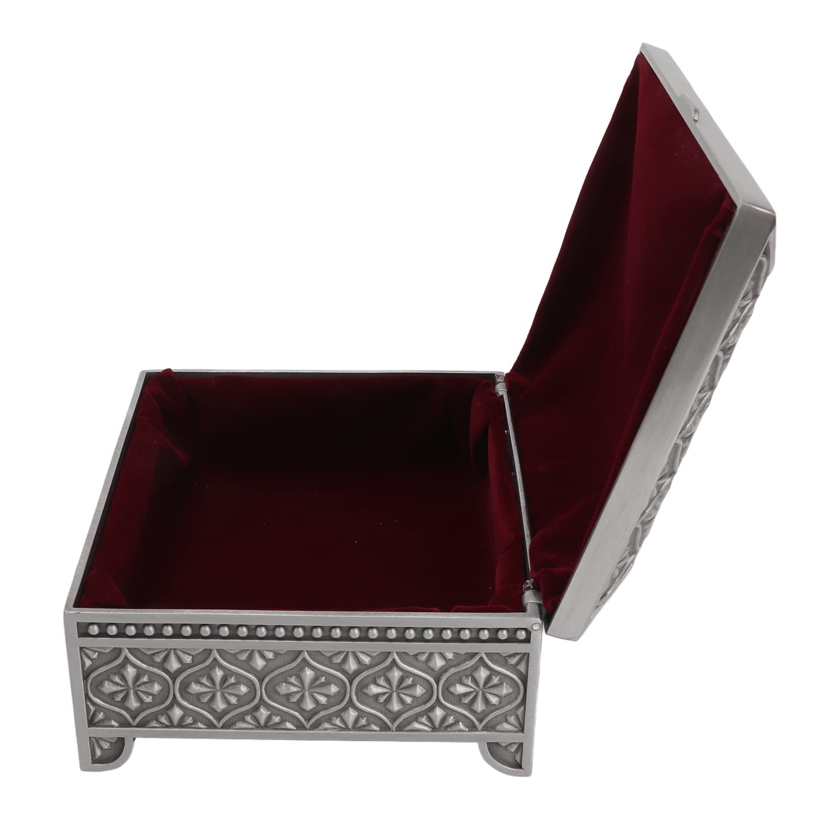 HLHLH Vintage Rose Embossed Jewelry Box, Zinc Alloy Trinket, Elegant Design(Antique Tin Color)