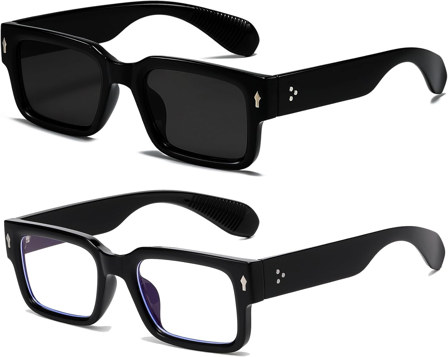 EYLRIM Square Frame Sunglasses for Women Men Trendy Chunky Rectangle Sun Glasses Black Shades UV400 Protection